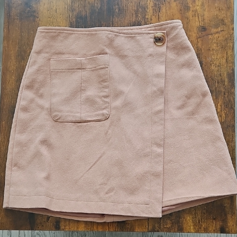 Oak + Fort Peach Mini Skirt with Button Detail